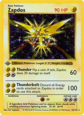 Zapdos, Base Set (Shadowless)