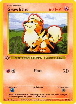 Growlithe, Base Set (Shadowless)