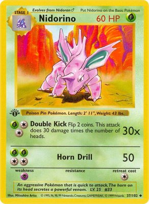 Nidorino, Base Set (Shadowless)