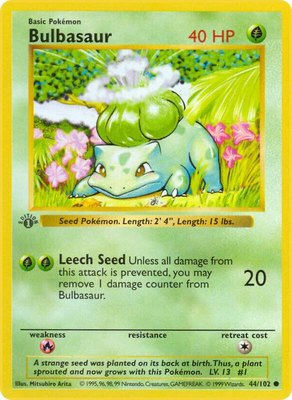 Bulbasaur, Base Set (Shadowless)