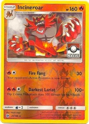 Incineroar (Pokemon League), League & Championship Cards