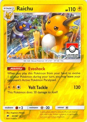 Raichu (League Challenge) [4th Place], League & Championship Cards