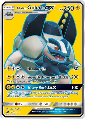 Alolan Golem GX (Full Art), SM - Crimson Invasion