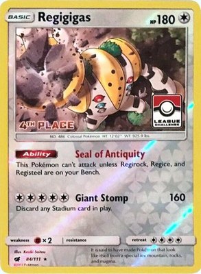 Regigigas (League Challenge) [4th Place], League & Championship Cards