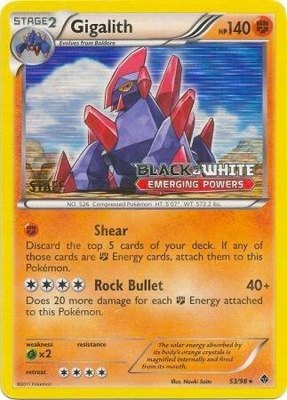 Gigalith 53/98 (Prerelease) [Staff], Black and White Promos