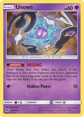 Unown (92), SM - Lost Thunder