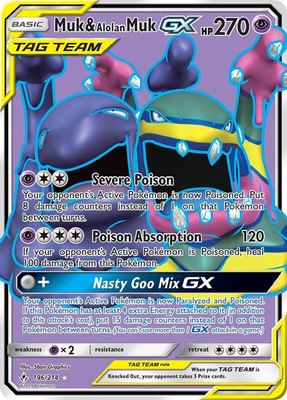 Muk & Alolan Muk GX (196) (Full Art), SM - Unbroken Bonds