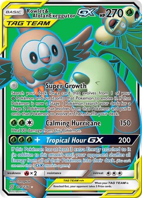 Rowlet & Alolan Exeggutor GX (Full Art), SM - Unified Minds