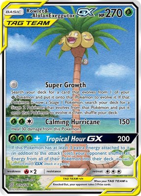 Rowlet & Alolan Exeggutor GX (Alternate Full Art), SM - Unified Minds
