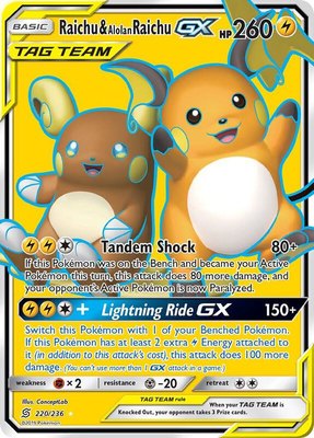 Raichu & Alolan Raichu GX (Full Art), SM - Unified Minds