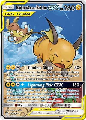 Raichu & Alolan Raichu GX (Alternate Full Art), SM - Unified Minds