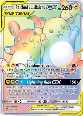 Raichu & Alolan Raichu GX (Secret), SM - Unified Minds
