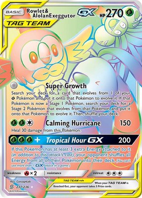 Rowlet & Alolan Exeggutor GX (Secret), SM - Unified Minds