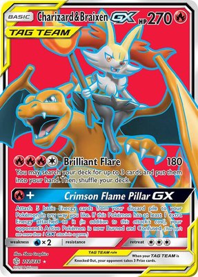Charizard & Braixen GX (Full Art), SM - Cosmic Eclipse