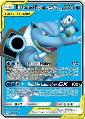 Blastoise & Piplup GX (Full Art), SM - Cosmic Eclipse