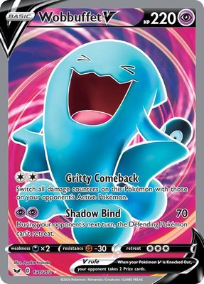 Wobbuffet V (Full Art), Sword & Shield Base Set