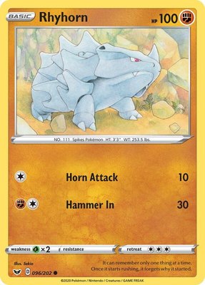 Rhyhorn (096), Sword & Shield Base Set