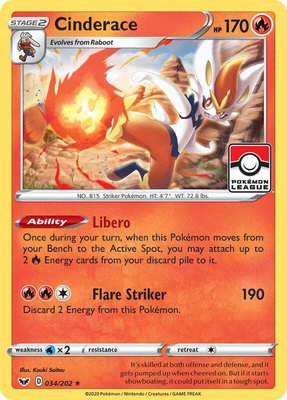Cinderace (Pokemon League), League & Championship Cards