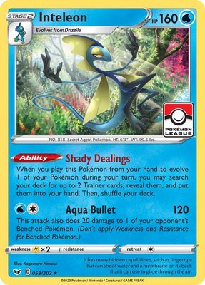 Inteleon (Pokemon League), League & Championship Cards