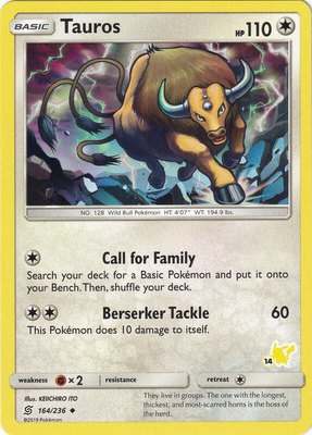 Tauros (#14 Pikachu Stamped), Battle Academy