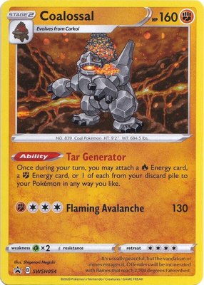 Coalossal, Sword & Shield Promo Cards