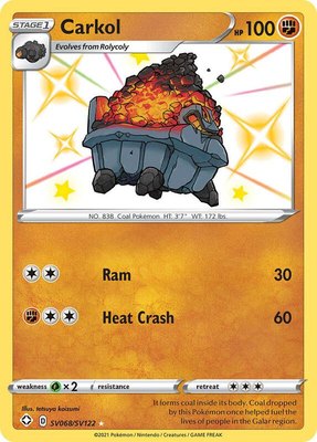 Carkol, Shining Fates: Shiny Vault