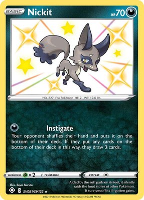 Nickit, Shining Fates: Shiny Vault