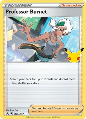 Professor Burnet (25th Anniversary Stamp), Sword & Shield Promo Cards