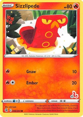 Sizzlipede (#17 Cinderace Stamped), Battle Academy 2022