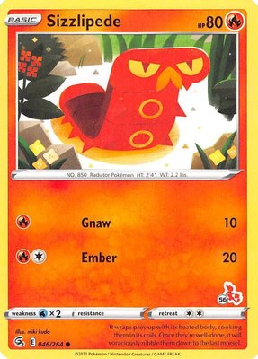 Sizzlipede (#56 Cinderace Stamped), Battle Academy 2022