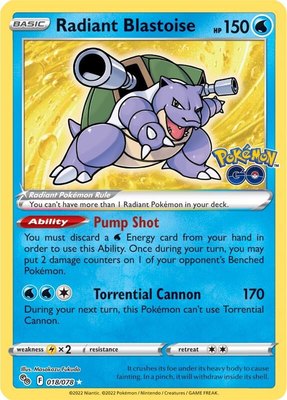 Radiant Blastoise, Pokemon GO