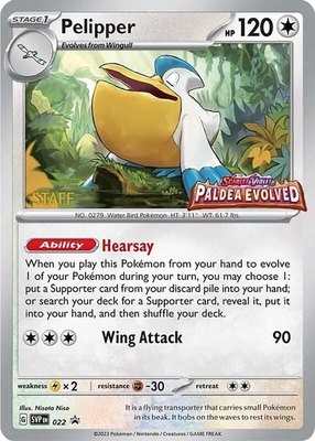 Pelipper (Prerelease) [Staff], Scarlet & Violet Promo Cards