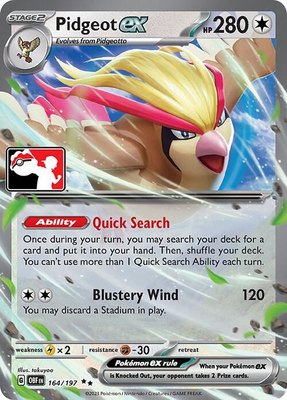 Pidgeot ex, Prize Pack Series Cards