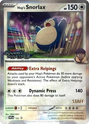 Hop's Snorlax (Prerelease) [Staff], Scarlet & Violet Promo Cards