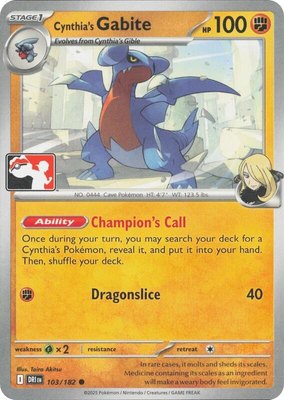 Cynthia's Gabite, Prize Pack Series Cards