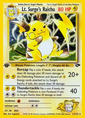Lt. Surge's Raichu, Gym Challenge