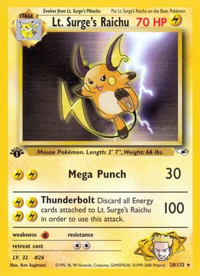 Lt. Surge's Raichu, Gym Heroes