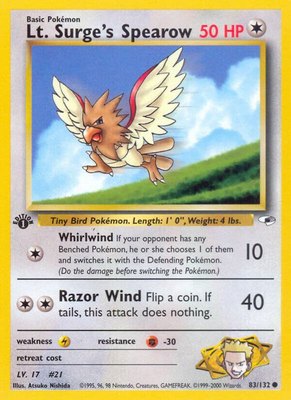 Lt. Surge's Spearow (83), Gym Heroes