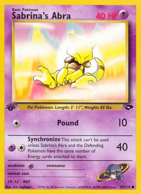 Sabrina's Abra (93), Gym Challenge