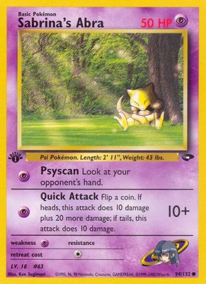 Sabrina's Abra (94), Gym Challenge